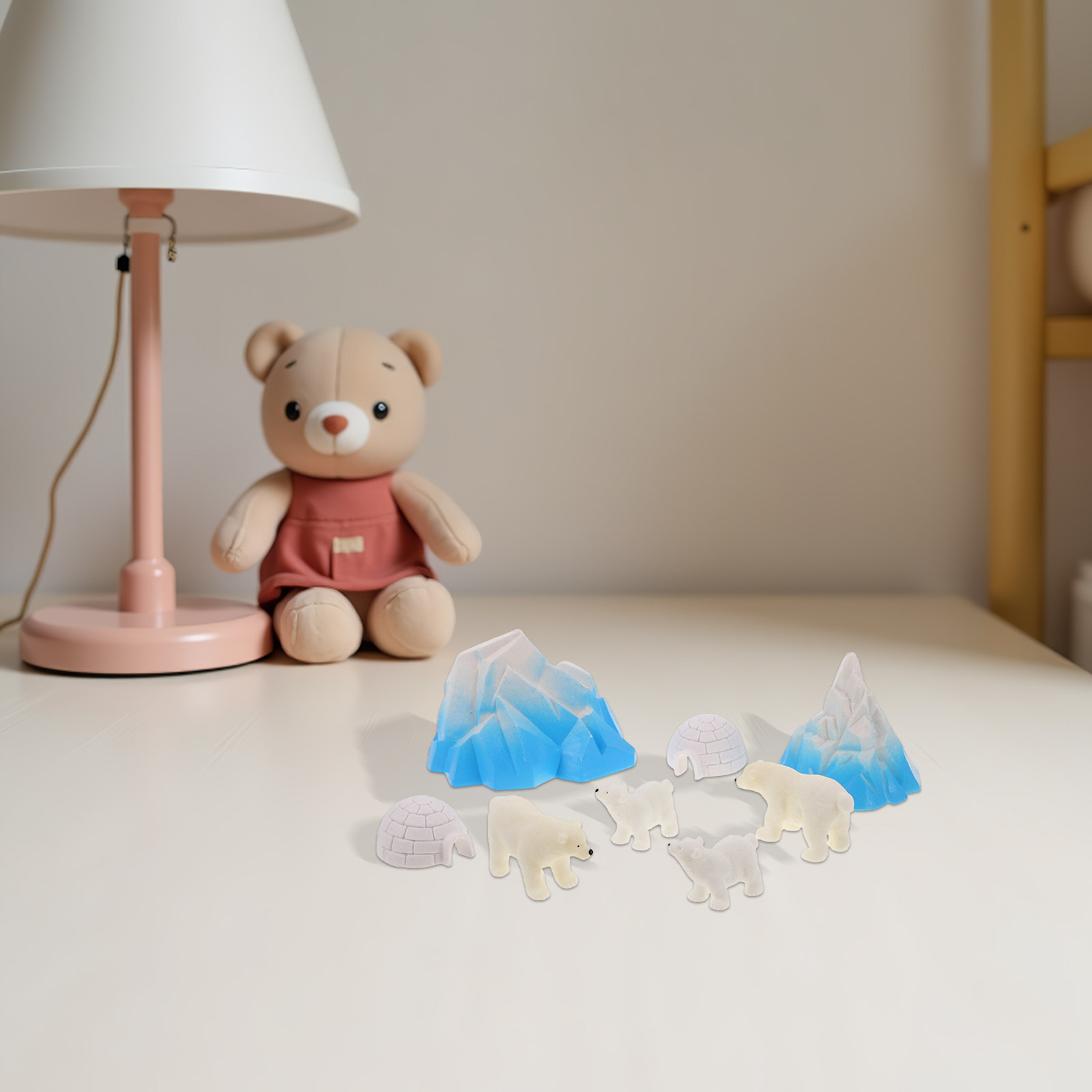 Crafting Resin - 8-teiliges Mini-Harz-Set mit Eisbären, Arktis-Diorama, Eis-Schneehaus,