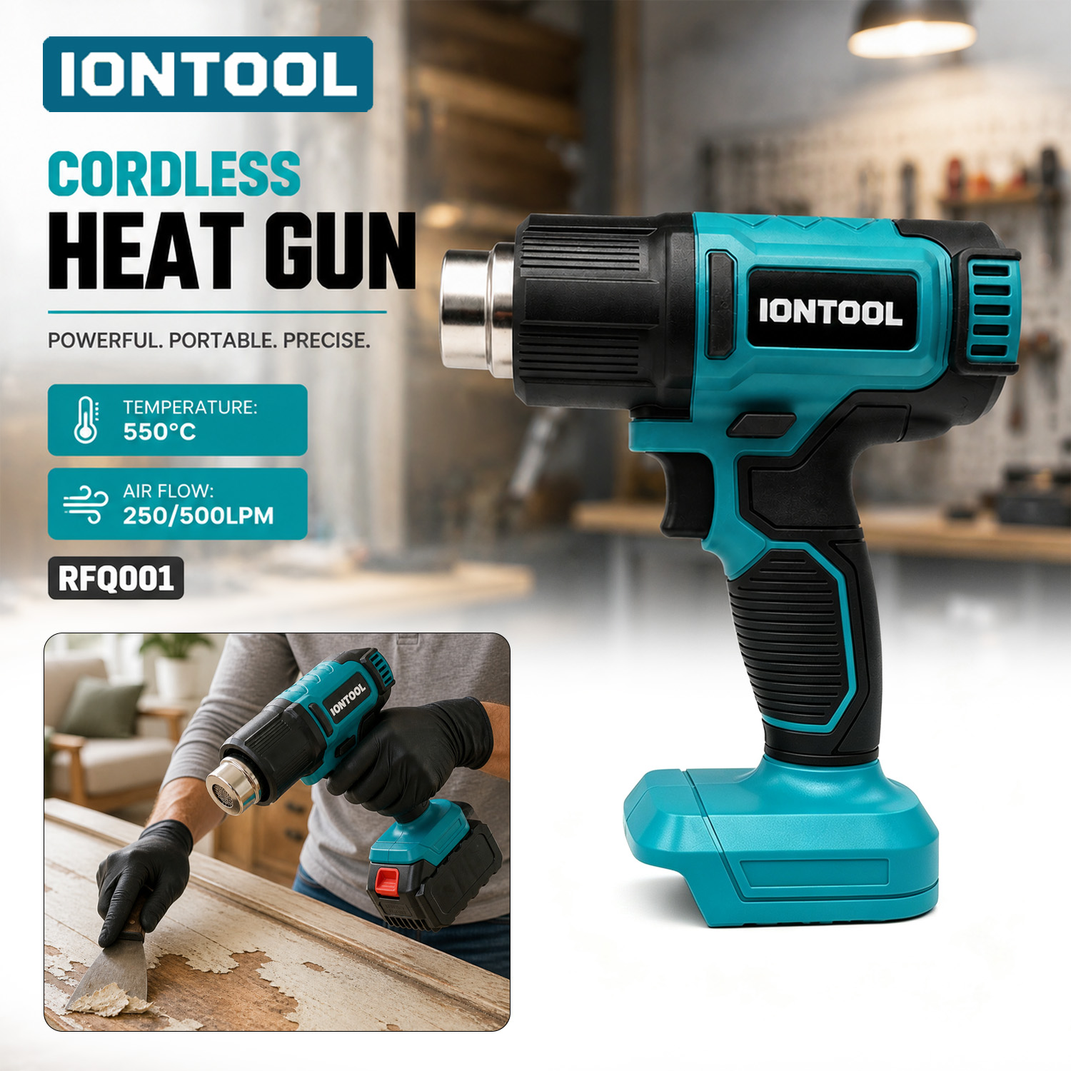 Heat Gun Small - IONTOOL Tragbarer Kabelloser Heißluftfön 550 ℃