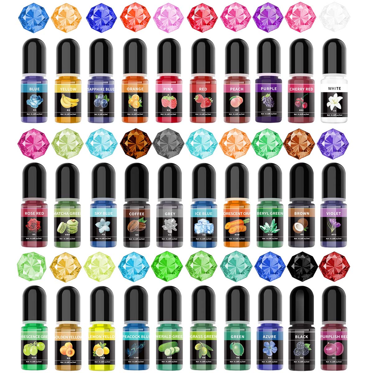 Resin Pigment Set - 5 ml/Flasche Epoxidharz Pigment Flüssigkeit Farbstoff